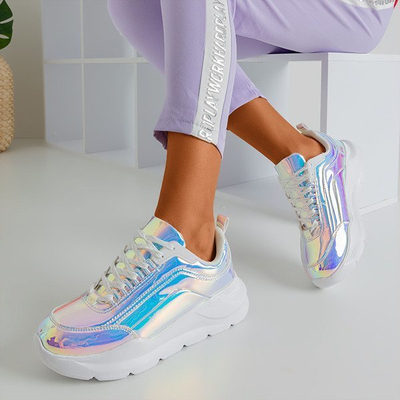 OUTLET Holographische Schuhe auf einer dicken Dambi-Plattform - Schuhe