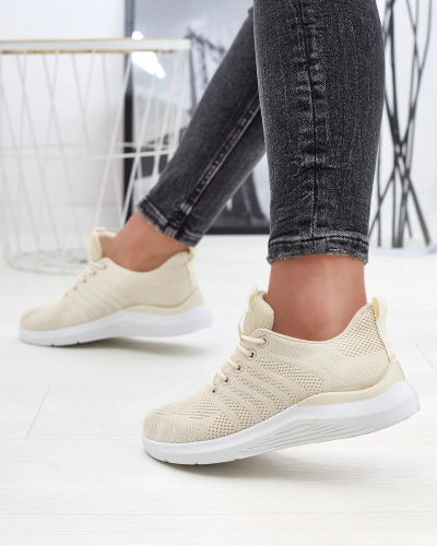 Cremefarbene Damen Sportschuhe aus Stoff Bofia - Schuhe