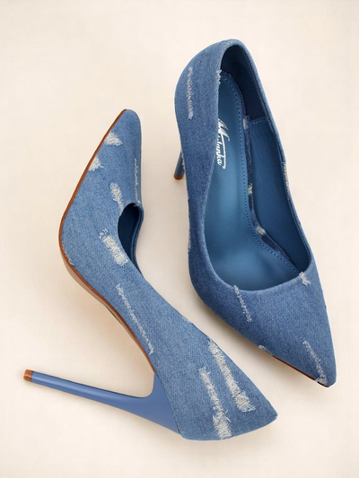 Royalfashion Damen High Heels Pumps Denim Chic