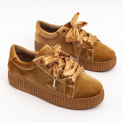 Коричневі жіночі велюрові кеди на платформі Itoda