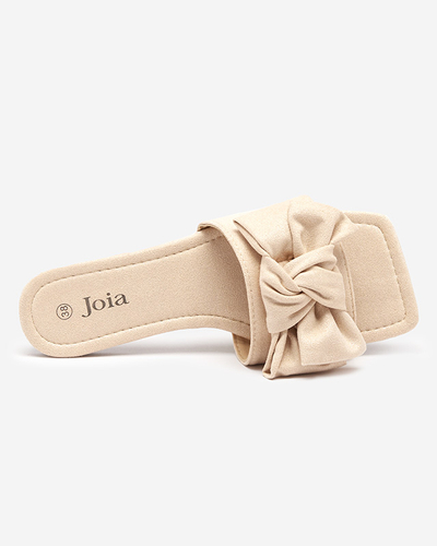 Beige Damenhausschuhe mit Stoffschleife Kelisso - Footwear