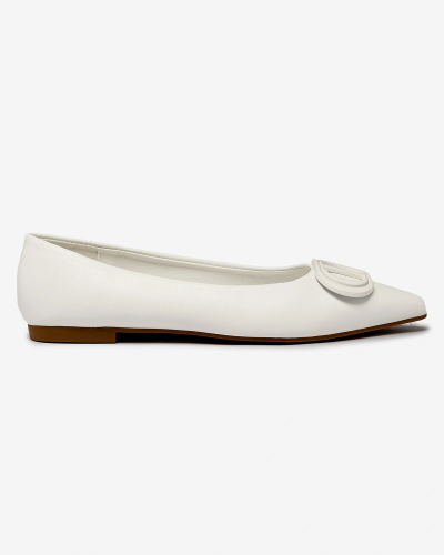 Royalfashion Weiße Damen-Ballerinas mit spitzer Spitze und Verzierung auf der Nase Manixy