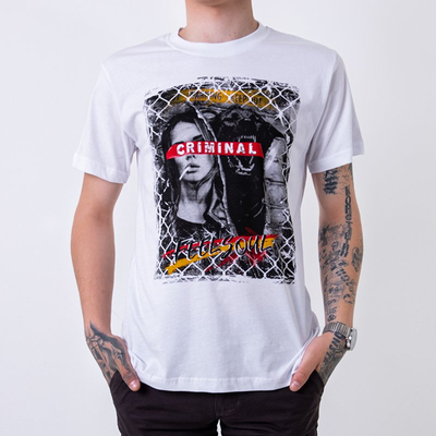 Weißes Baumwoll-T-Shirt für Herren mit Aufdruck - Kleidung
