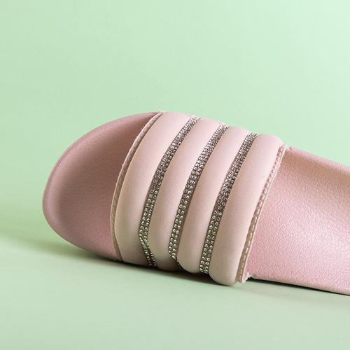 OUTLET Рожеві жіночі тапочки на платформі з фіанітами Rondi - Взуття