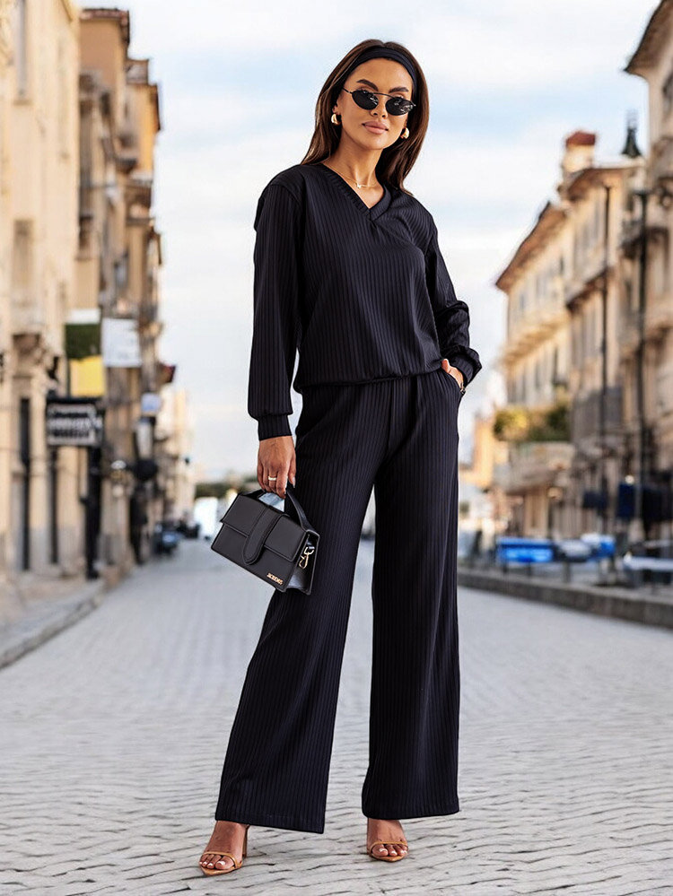 Royalfashion Damen-Set aus gerippter Baumwolle