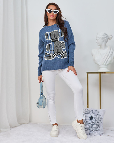 Royalfashion Dunkelblauer Damen-Teddy-Pullover