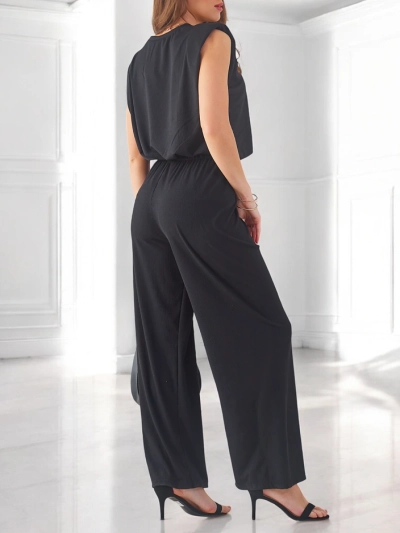 Royalfashion Damenripp-Viscose-Set, ärmellos und mit weit ausgestellten Hosen