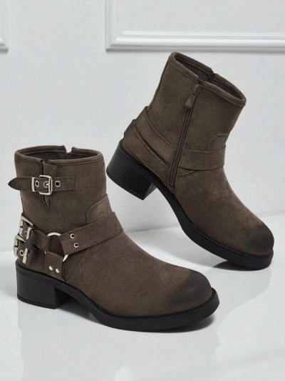 Damenstiefeletten aus Öko-Wildleder mit Schnallen Valtos