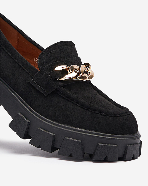 Чорні жіночі туфлі із золотистим орнаментом Quesil - Взуття