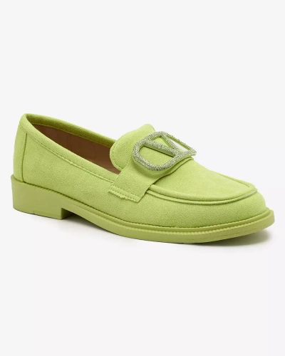 Royalfashion Damen lindgrüne Mokassins mit Ornament Fogras