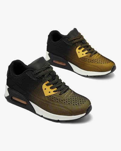 Schwarze Damen Sportschuhe mit gelben Einsätzen Letera - Footwear