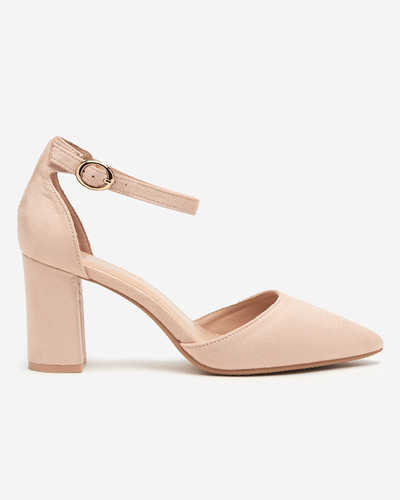 OUTLET Beige Damensandalen auf höherem Pfosten Hareda - Schuhe