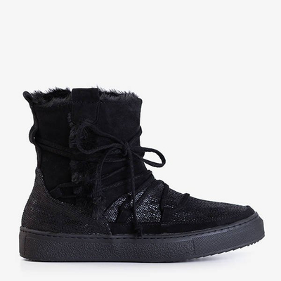 Schwarze Schneeschuhe für Damen mit Fell Nosesi - Schuhe