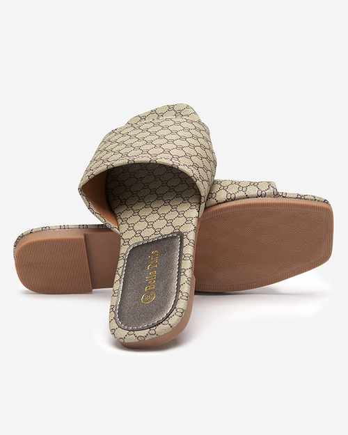 Жіночі шльопанці з візерунком кольору хакі Reverdi - Взуття