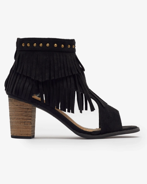 Жіночі босоніжки з китицями чорного кольору Dovsi-Footwear