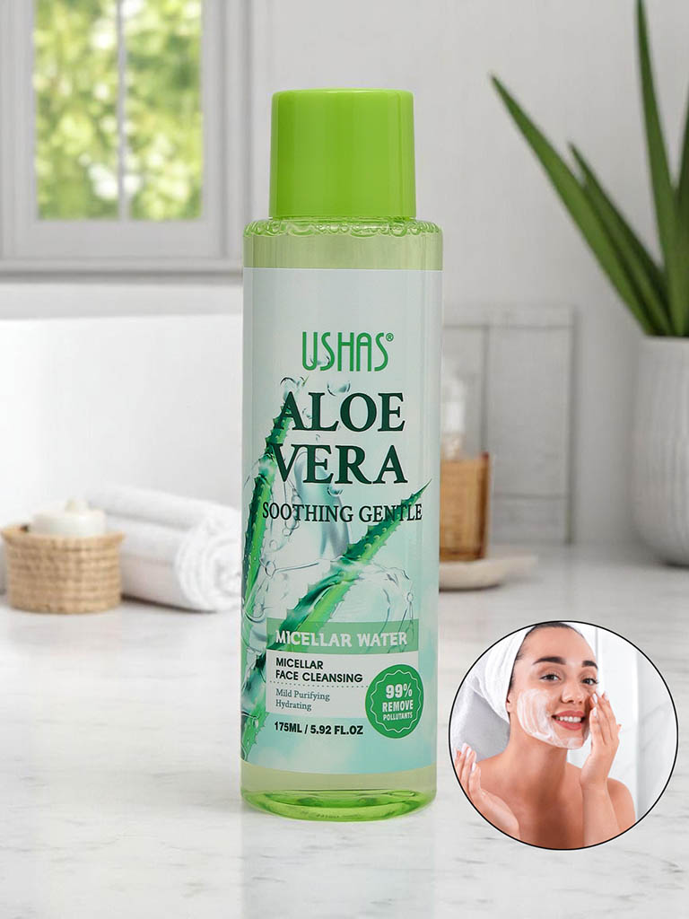 Beruhigendes und feuchtigkeitsspendendes Mizellenwasser zur Make-up-Entfernung mit Aloe Vera