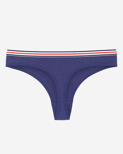 Marineblauer Damenstring mit Aufdruck - Unterwäsche