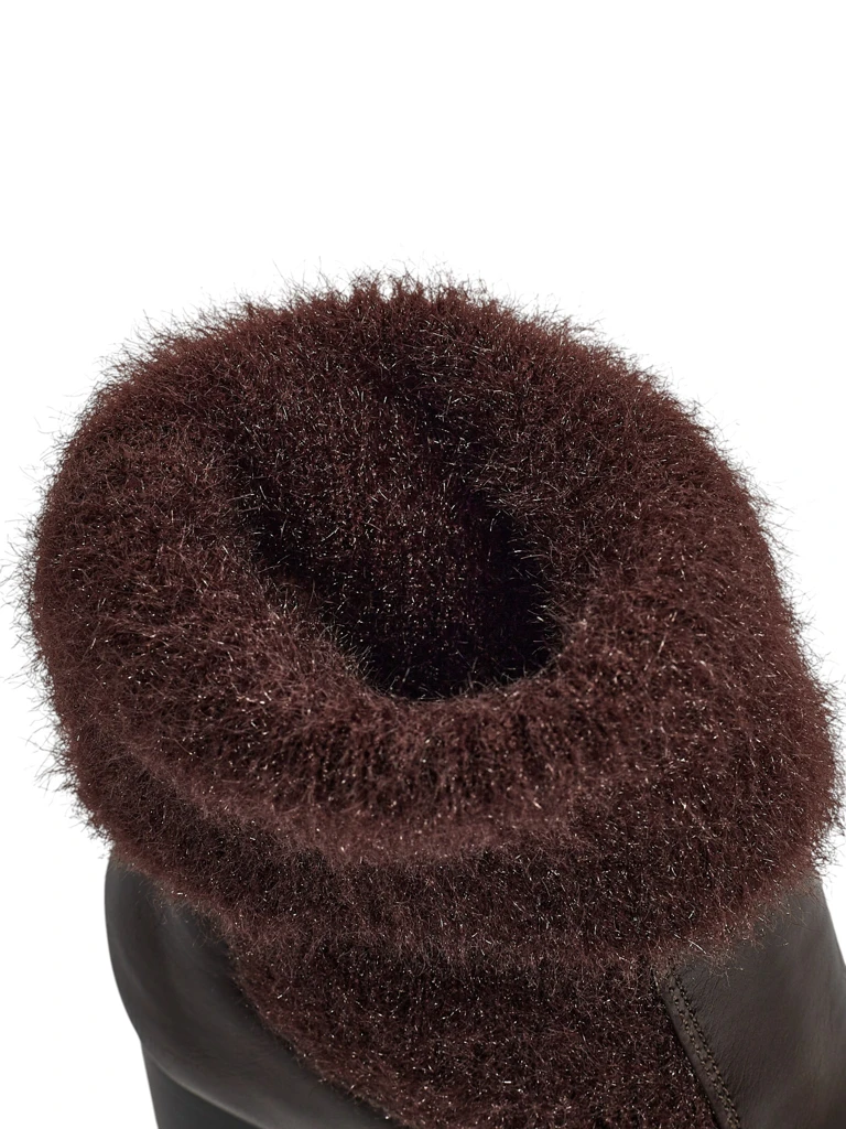 Damen Stiefeletten aus Öko-Leder mit Blockabsatz und Strick Tirave