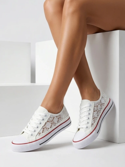 Aurelia Bianco - Ajour-Sneakers Royalfashion aus weißem Stoff, Größe 40