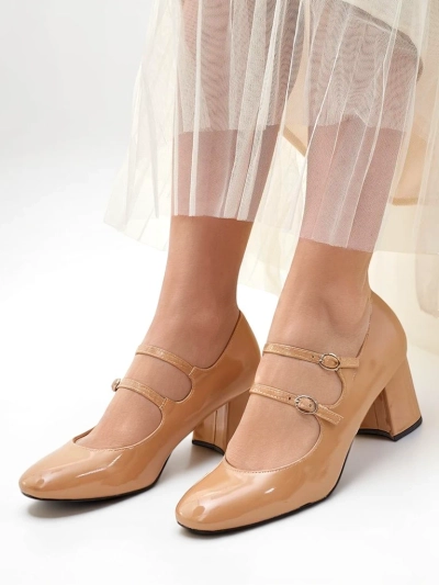 Royalfashion Lackleder Damen High Heels mit Riemen Ovinna