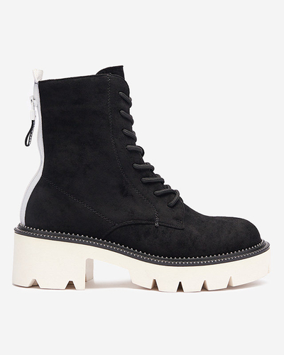 Schwarze Damenstiefel auf niedrigem Pfosten Savet - Footwear