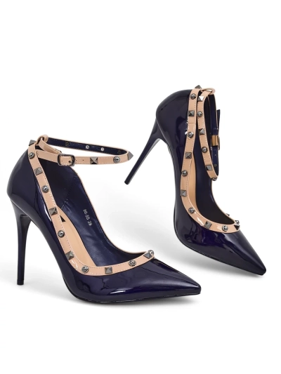 Royalfashion Patent Damen-Stilettos mit Nieten Qoscalle