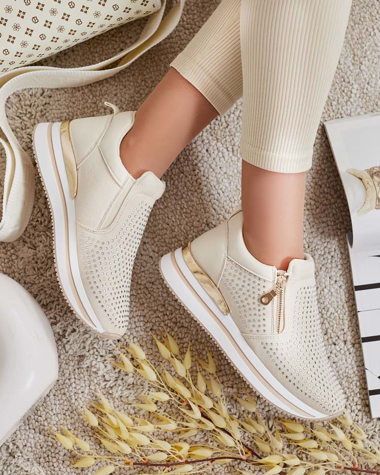 Royalfashion Damen Halbschuhe mit Zirkonen Mirconie