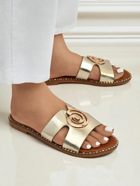 Royalfashion Damen-Pantoletten mit flacher Sohle Glam Bliss