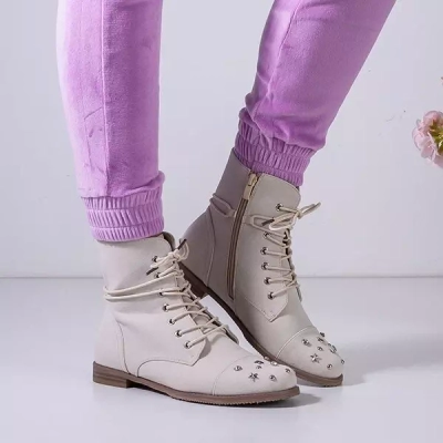 OUTLET Beige Damenstiefel mit Verzierungen Matildat - Footwear