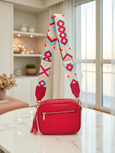 Royalfashion Kleine Damenhandtasche aus Öko-Leder mit buntem Riemen Kovi Lace