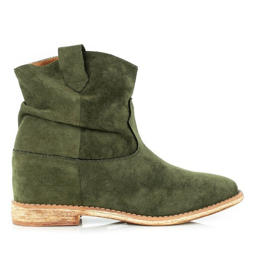 Зелені ковбойські черевики на покритому клині астриту - Взуття