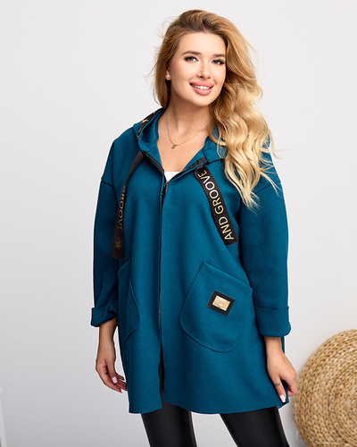 Türkise Damenjacke - Mantel mit Dekoration - Kleidung