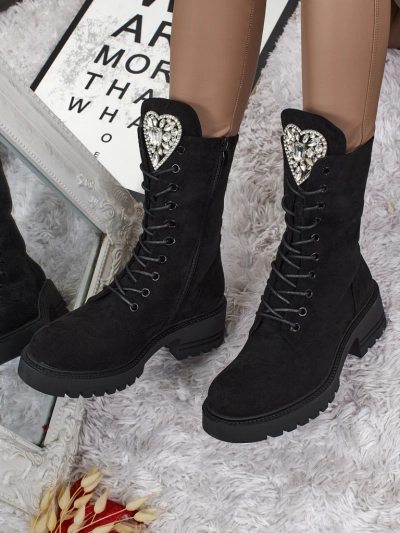 Еко замшеві шнуровані жіночі ботільйони Emelune