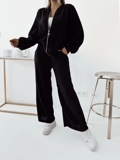 Royalfashion Schwarzes Damen Freizeit-Set