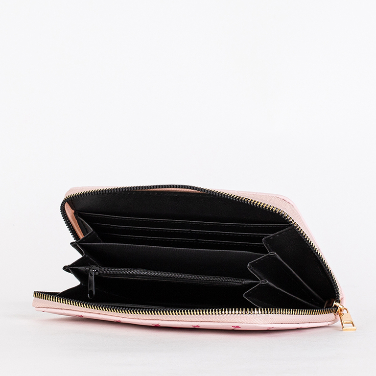 Große rosa Damenbrieftasche mit Herzen - Accessoires