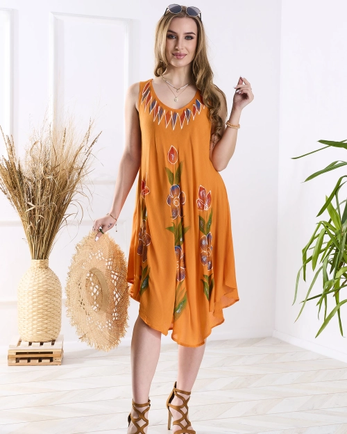 Помаранчеве жіноче візерункове покривало на ліжко з принтом - Одяг