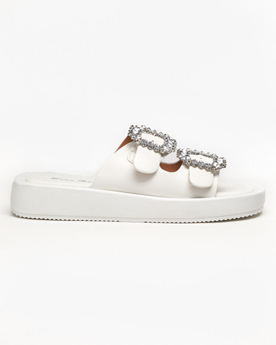 Weiße Damenhausschuhe mit Kristallen Azazel - Footwear