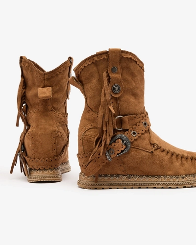 Royalfashion Camel Damenstiefel mit verstecktem Anker Dibisa