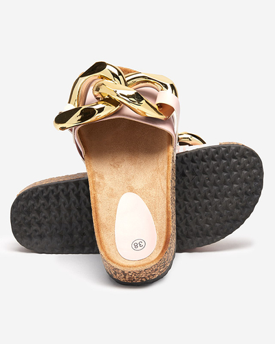 Rosafarbene Damenhausschuhe mit Sofig-Footwear-Dekor