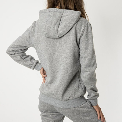 Grauer Damen-Kapuzenpullover mit Reißverschluss - Kleidung