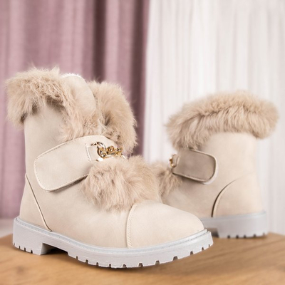 Wiscon beige Stiefel mit Fell - Schuhe