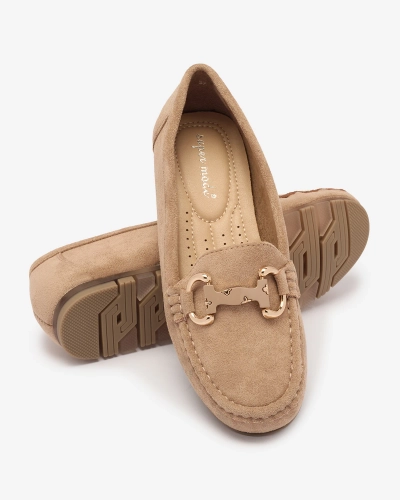 Hellbraune Damen Mokassins mit Ornament Xewetica - Footwear