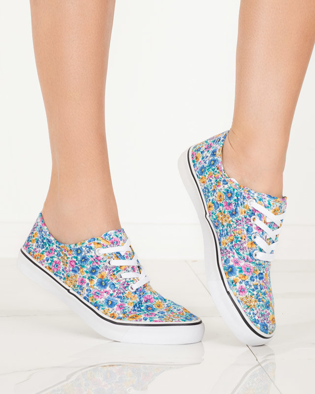 OUTLET Blaue Damensneaker mit Blumen Sertoli - Schuhe