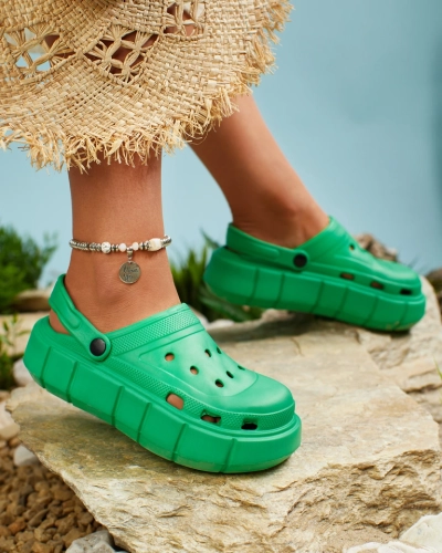 Royalfashion Dunkelgrüne Damen-Gummi-Flip-Flops Kooranza