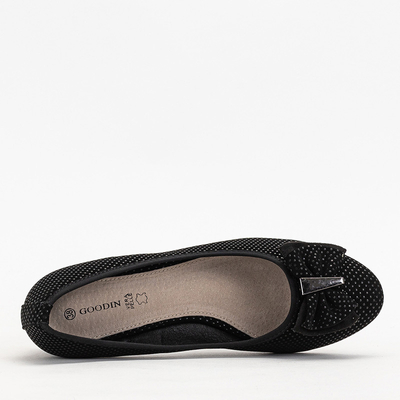 Schwarze Damenpumps mit Tupfen mit Schleife Verima - Schuhe