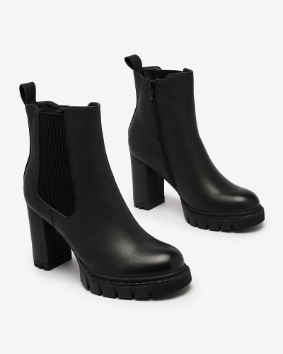 Royalfashion Schwarze Damenstiefel mit hohem Absatz Seihay