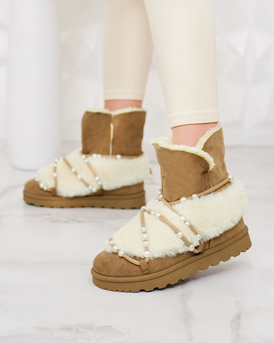 Royalfashion Damen Schneestiefel mit Perlen Cuvilav