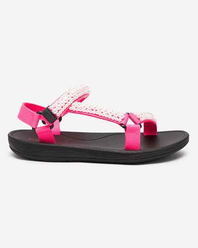 Sportliche Damensandalen in Neonpink mit Dotiss-Perlen - Schuhe