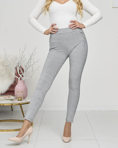 Grau-schwarze karierte Damen-Treggings- Bekleidung
