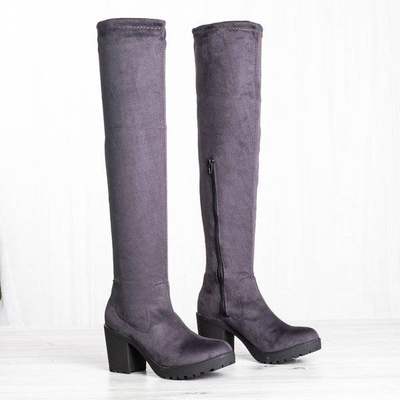 OUTLET Graue Stiefel auf einem höheren Pfosten Moccalinea - Footwear